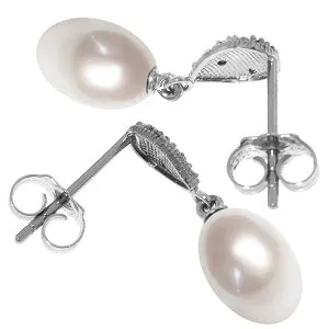 8.03 Carat 14K Solid White Gold Whirling And Whirling Pearl Diamond Earrings