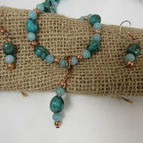 African Turquoise and Amazonite Bead Necklace & Earrings