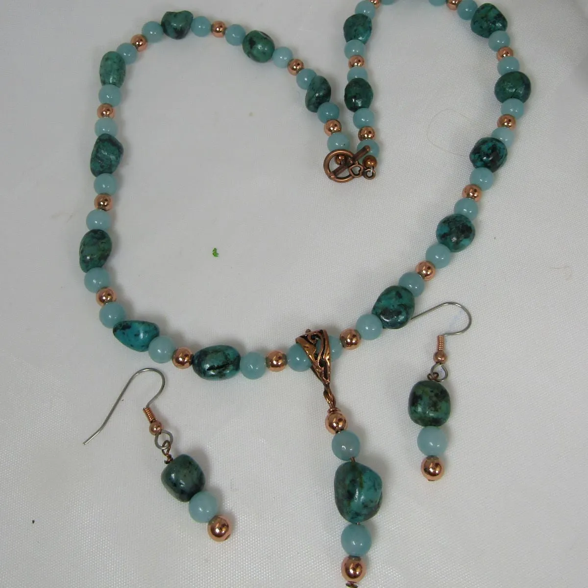 African Turquoise and Amazonite Bead Necklace & Earrings