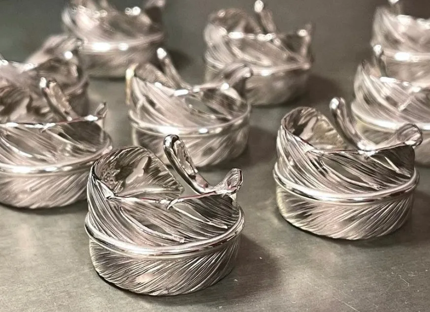 Albatory 925 Silver Feather Ring