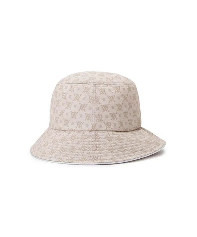 ANEW Monogram Round Taping Bucket Hat - Beige