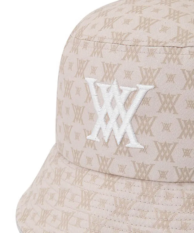 ANEW Monogram Round Taping Bucket Hat - Beige