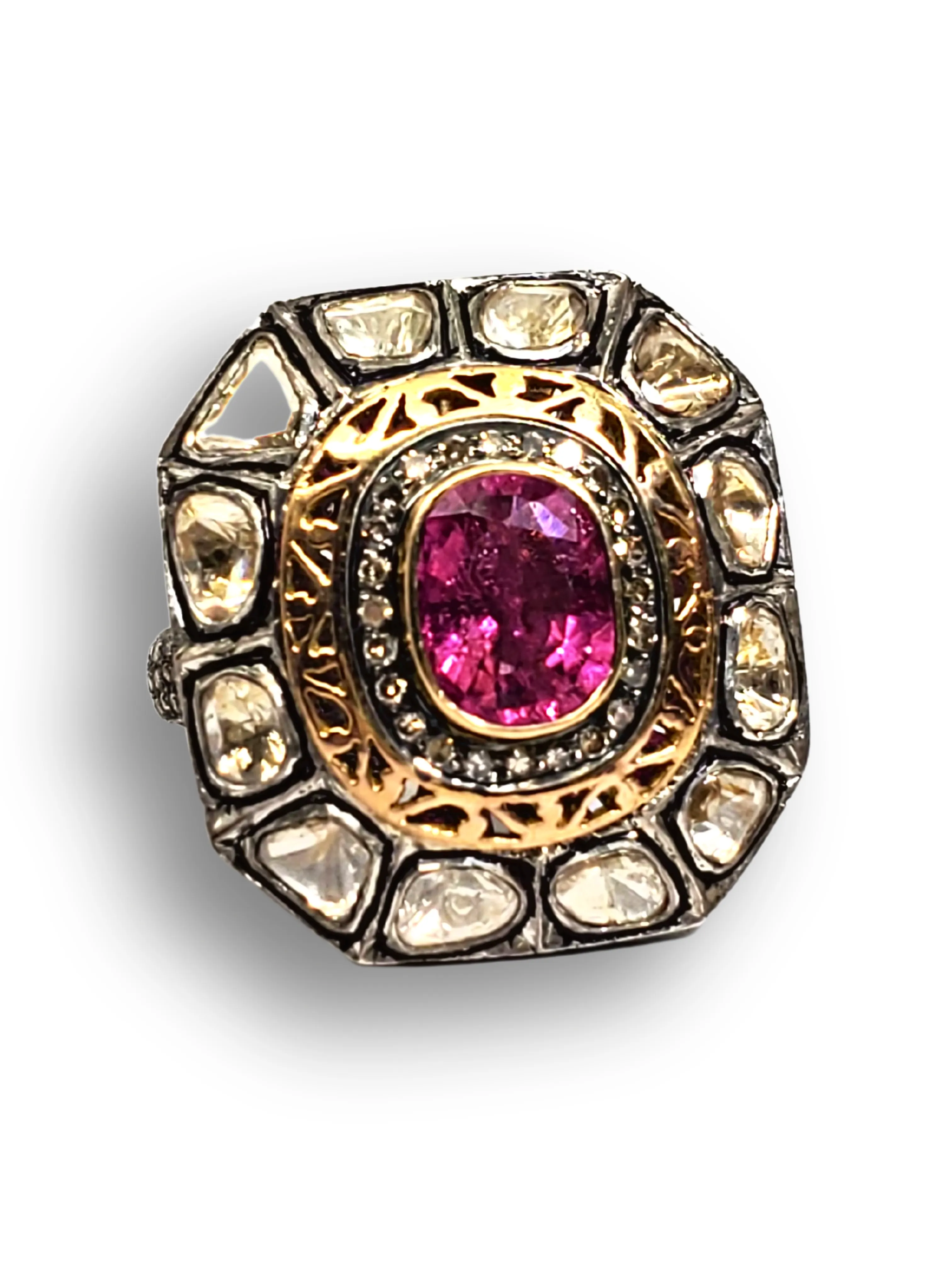 Antique Pink Tourmaline & Diamonds Ring