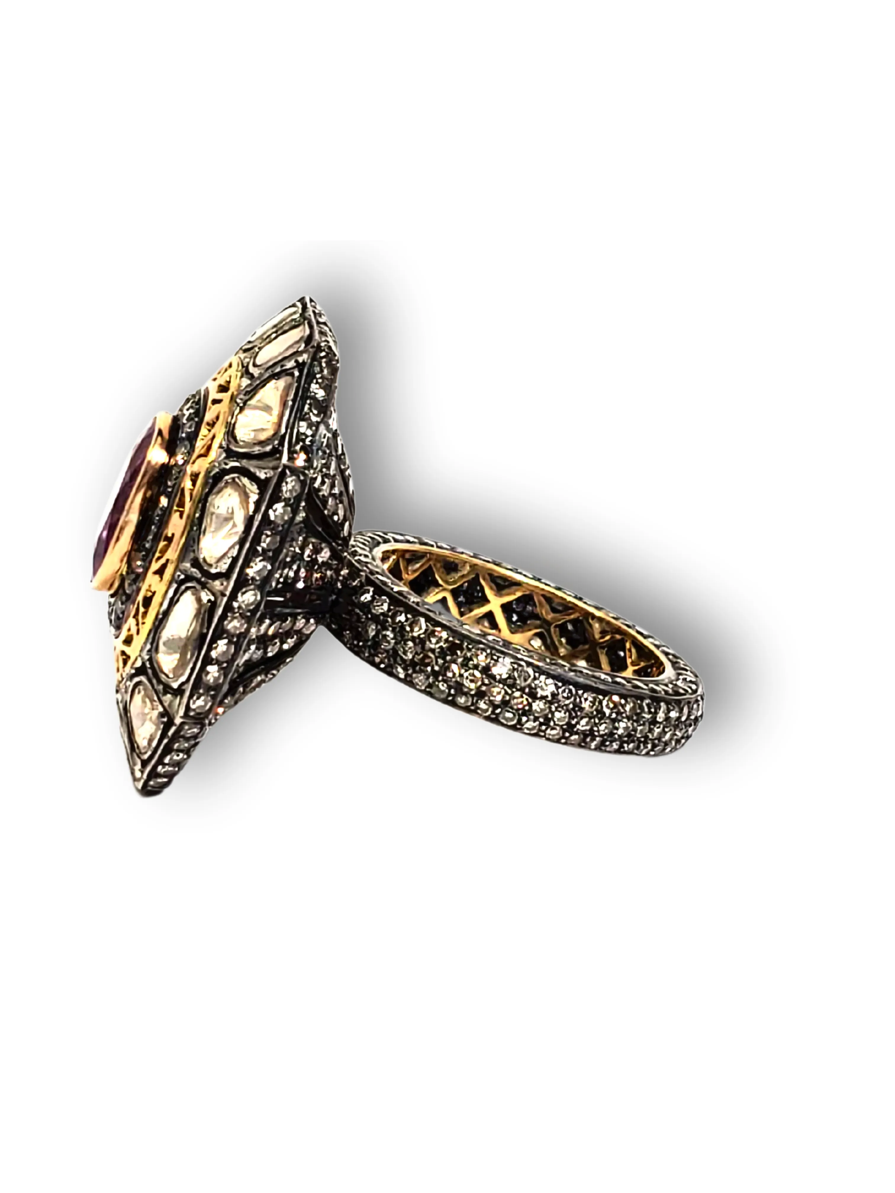 Antique Pink Tourmaline & Diamonds Ring
