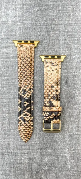 Apple Watch 15394 Brown Snake Skin Print Leather Band