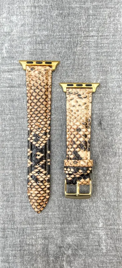 Apple Watch 15394 Brown Snake Skin Print Leather Band