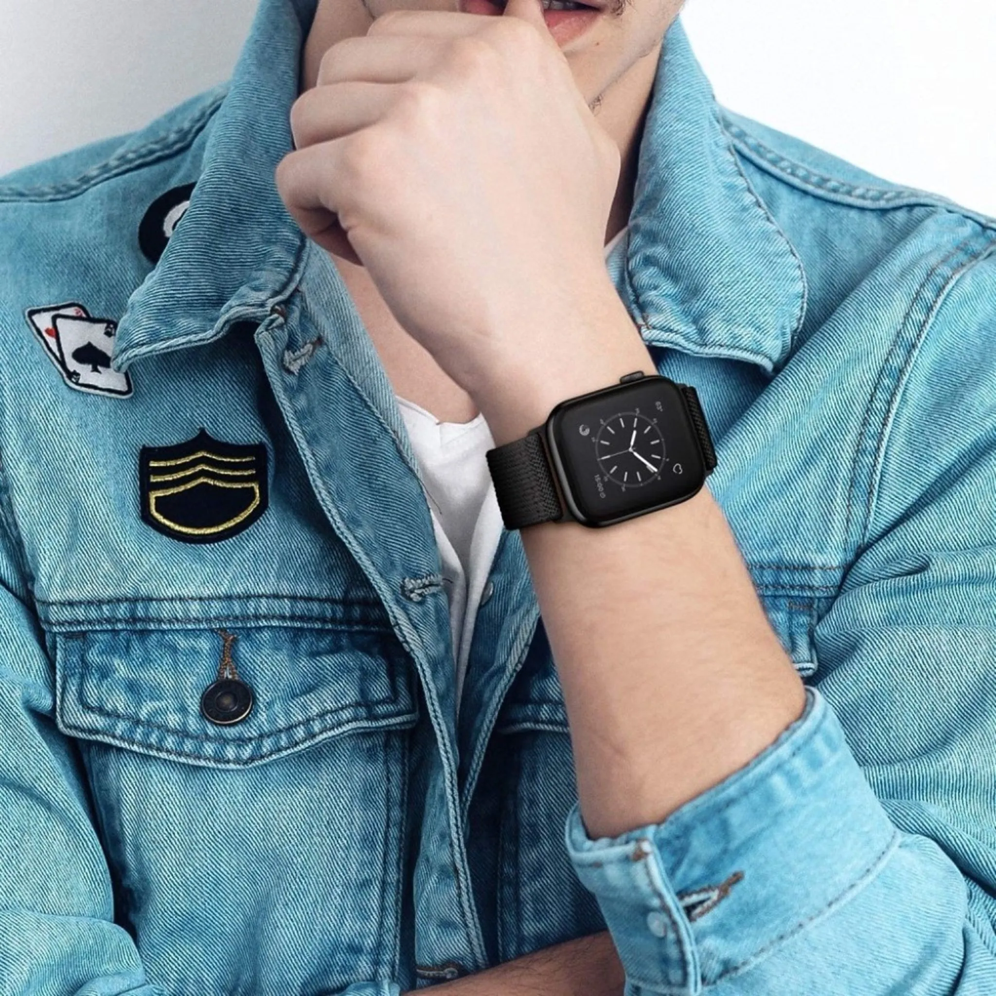 Apple Watch 40mm elastic pattern watch strap - Black