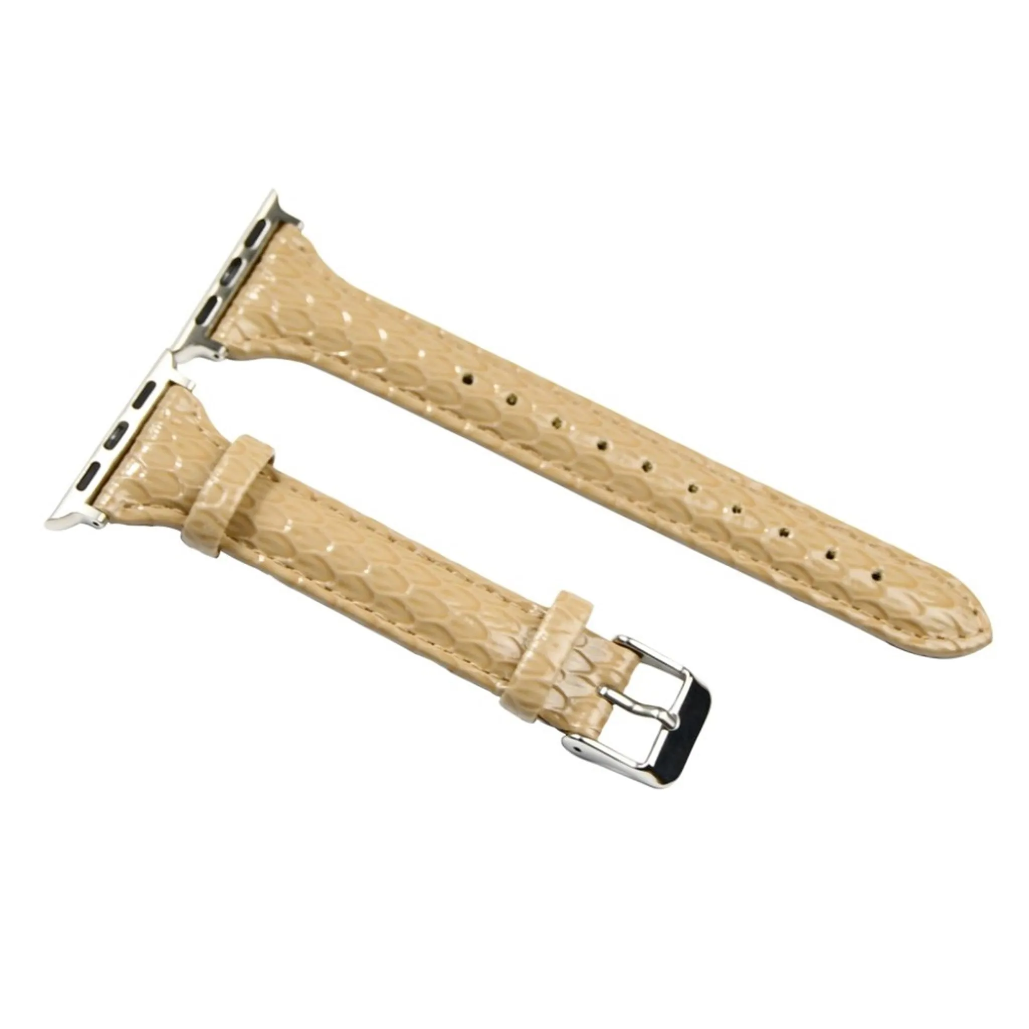 Apple Watch 40mm snake scale style leather watch strap - Khaki
