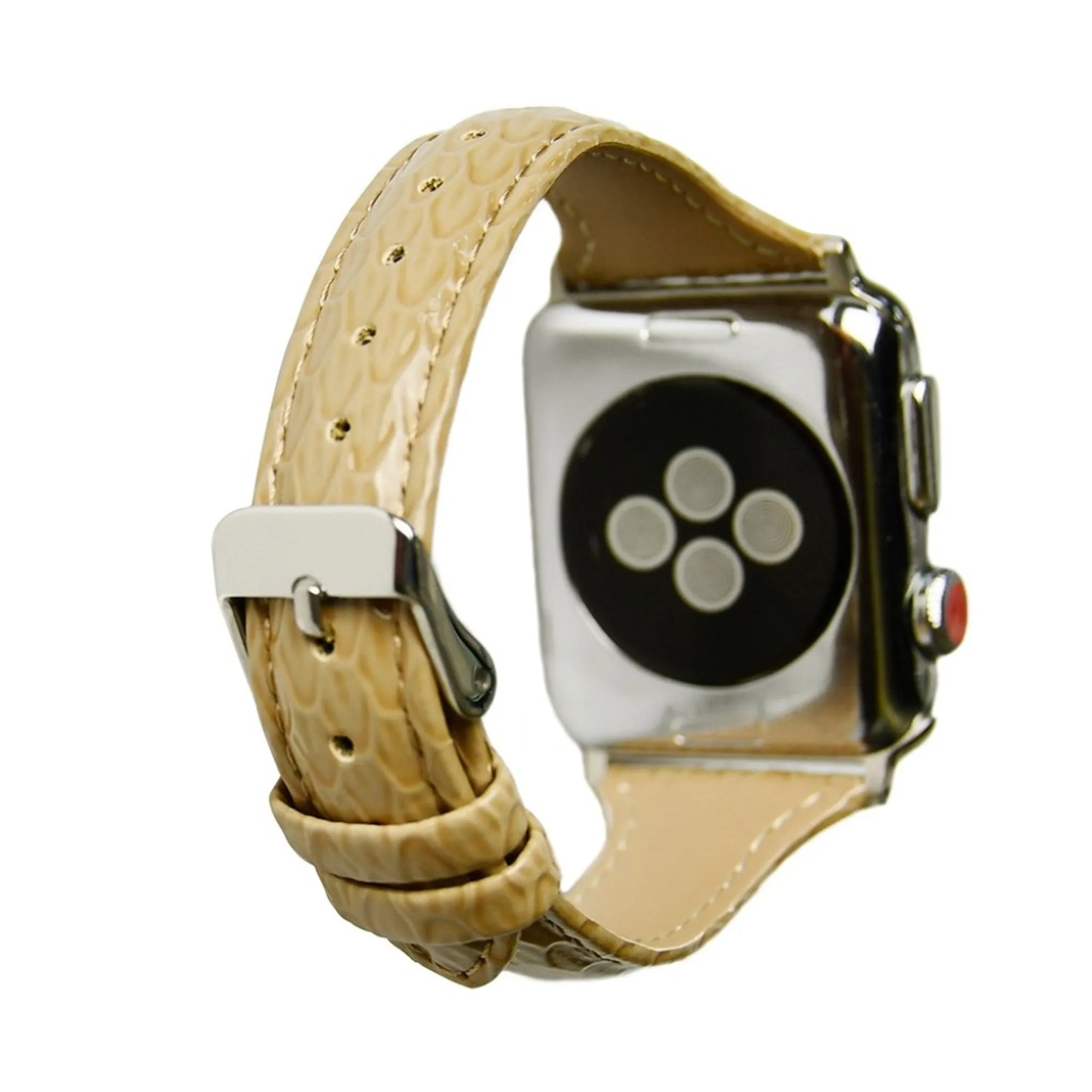 Apple Watch 40mm snake scale style leather watch strap - Khaki