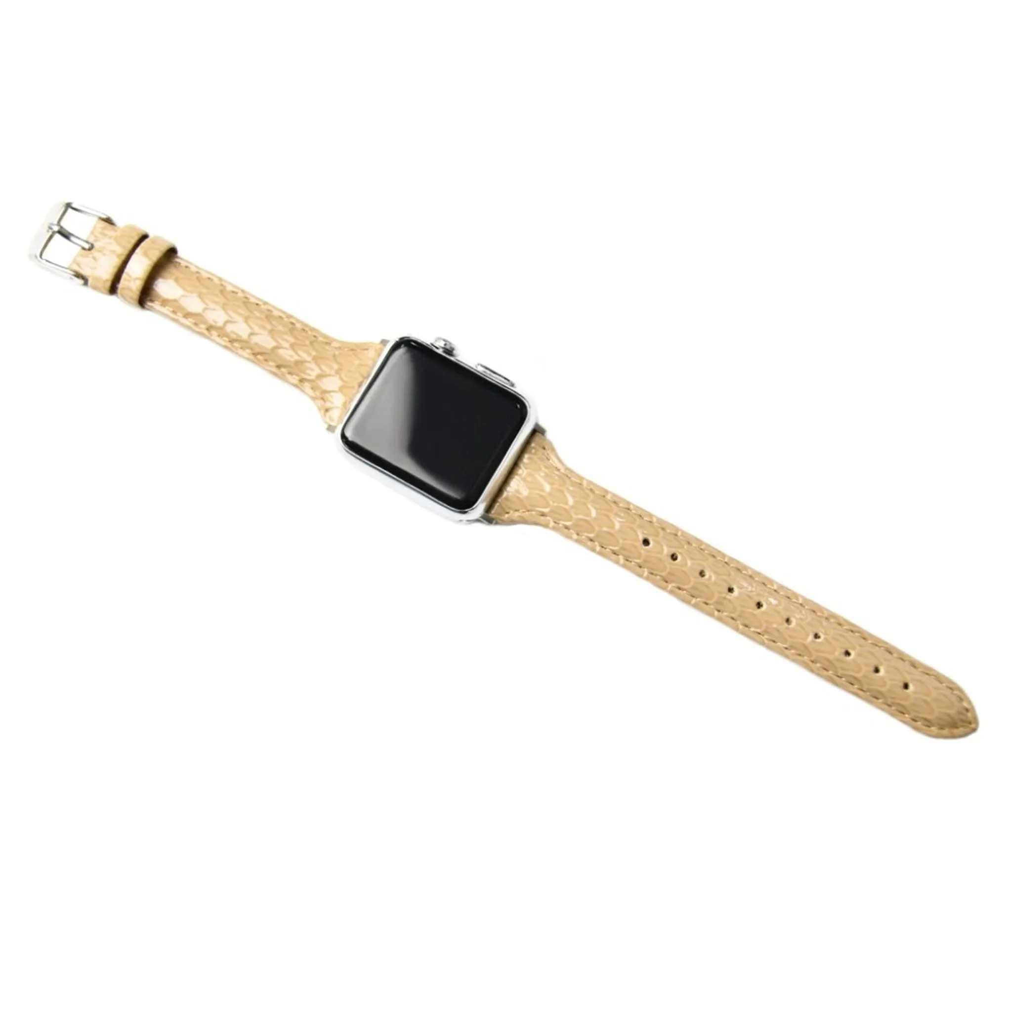Apple Watch 40mm snake scale style leather watch strap - Khaki