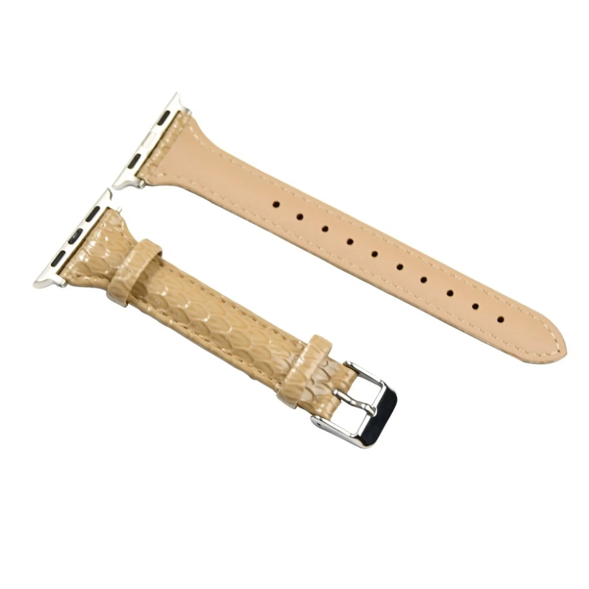 Apple Watch 40mm snake scale style leather watch strap - Khaki