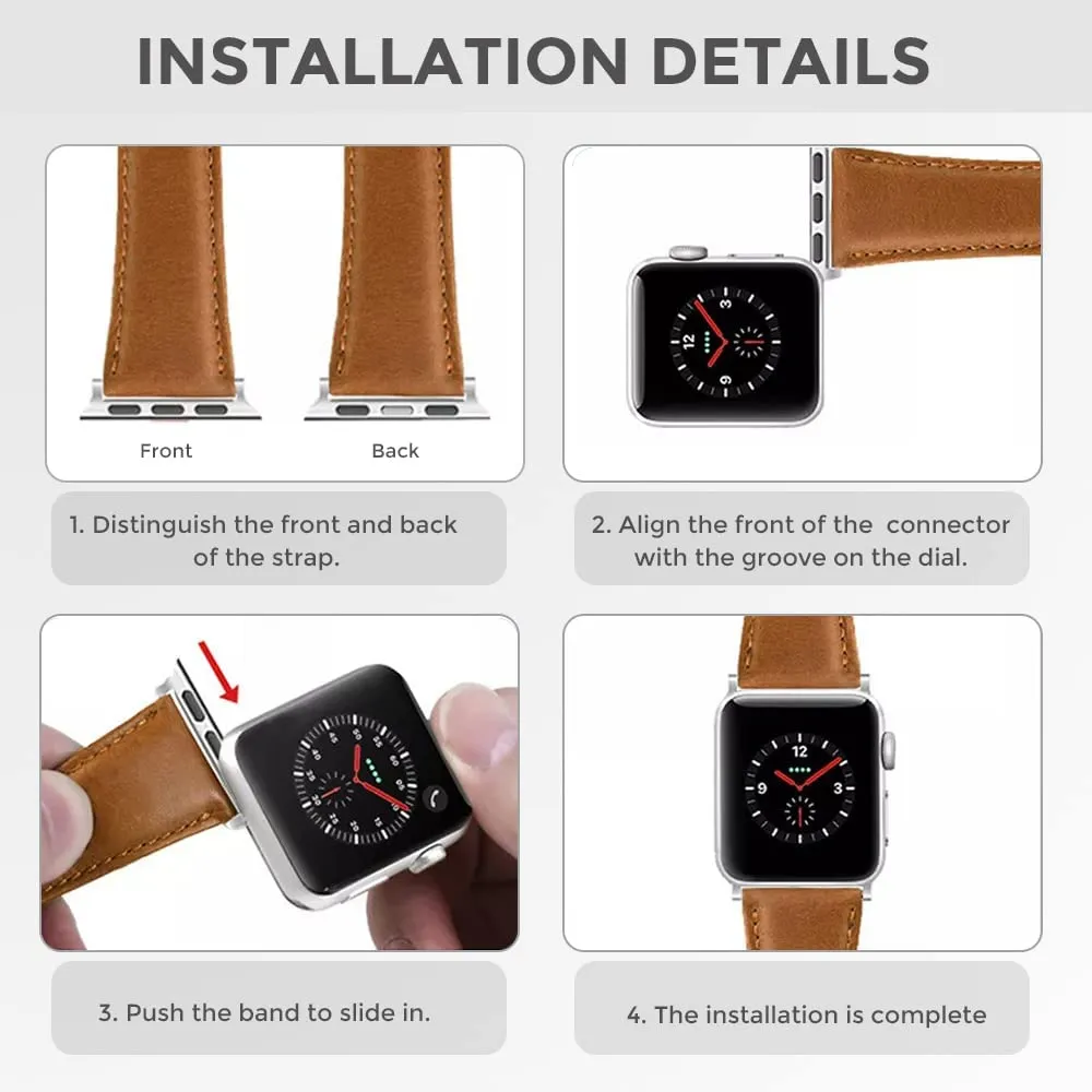 Apple Watch 41mm / 40mm / 38mm | Leather Watch Band Strap | Brown2
