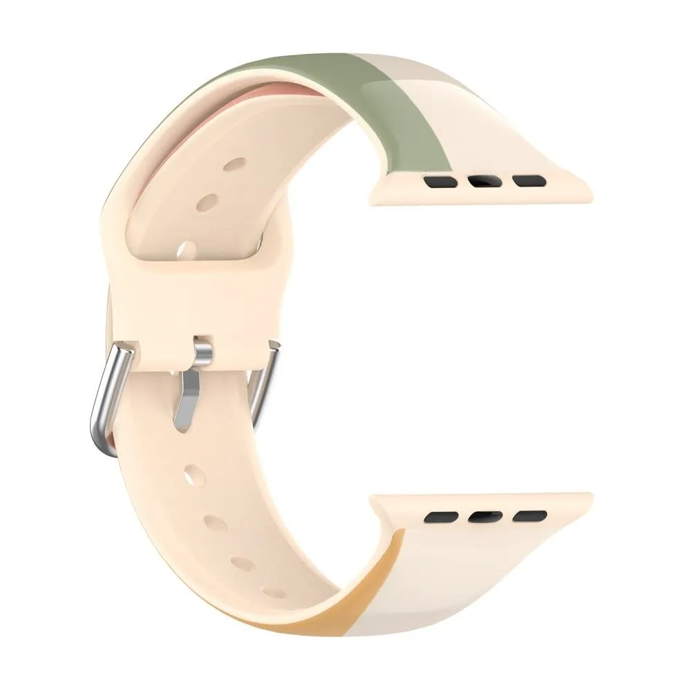 Apple Watch (41mm) IML colorful pattern silicone watch strap - Green / Orange / Yellow
