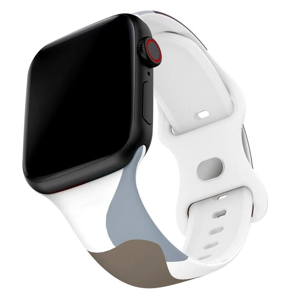 Apple Watch (41mm) morandi silicone watch strap - Morandi Purple / White / Brown