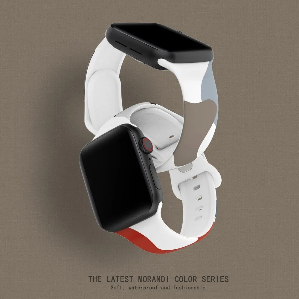 Apple Watch (41mm) morandi silicone watch strap - Morandi Purple / White / Brown