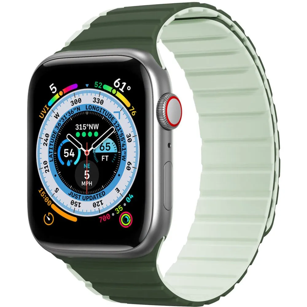 Apple Watch (42/44/SE/45/46/49mm) Dux Ducis LD-Series Magnetisk Silikone Rem - Grøn