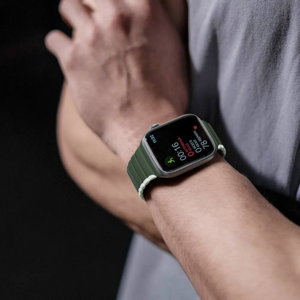 Apple Watch (42/44/SE/45/46/49mm) Dux Ducis LD-Series Magnetisk Silikone Rem - Grøn