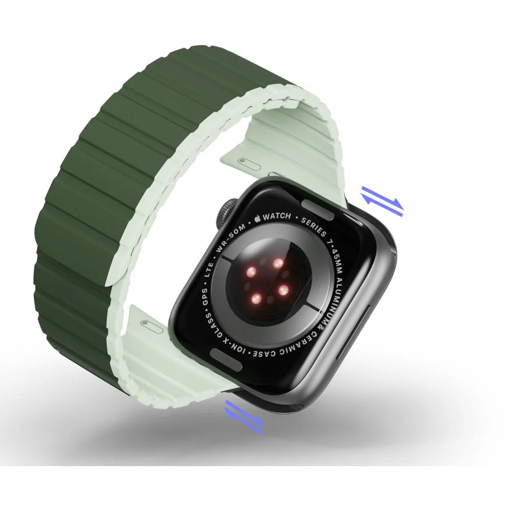 Apple Watch (42/44/SE/45/46/49mm) Dux Ducis LD-Series Magnetisk Silikone Rem - Grøn