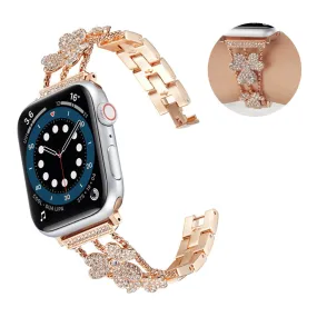 Apple Watch 42mm - 44mm rhinestone décor tri-clover design watch strap - Rose Gold