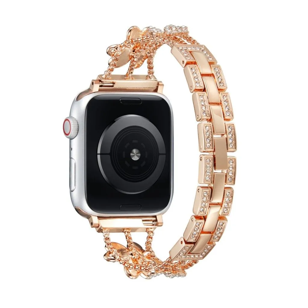 Apple Watch 42mm - 44mm rhinestone décor tri-clover design watch strap - Rose Gold