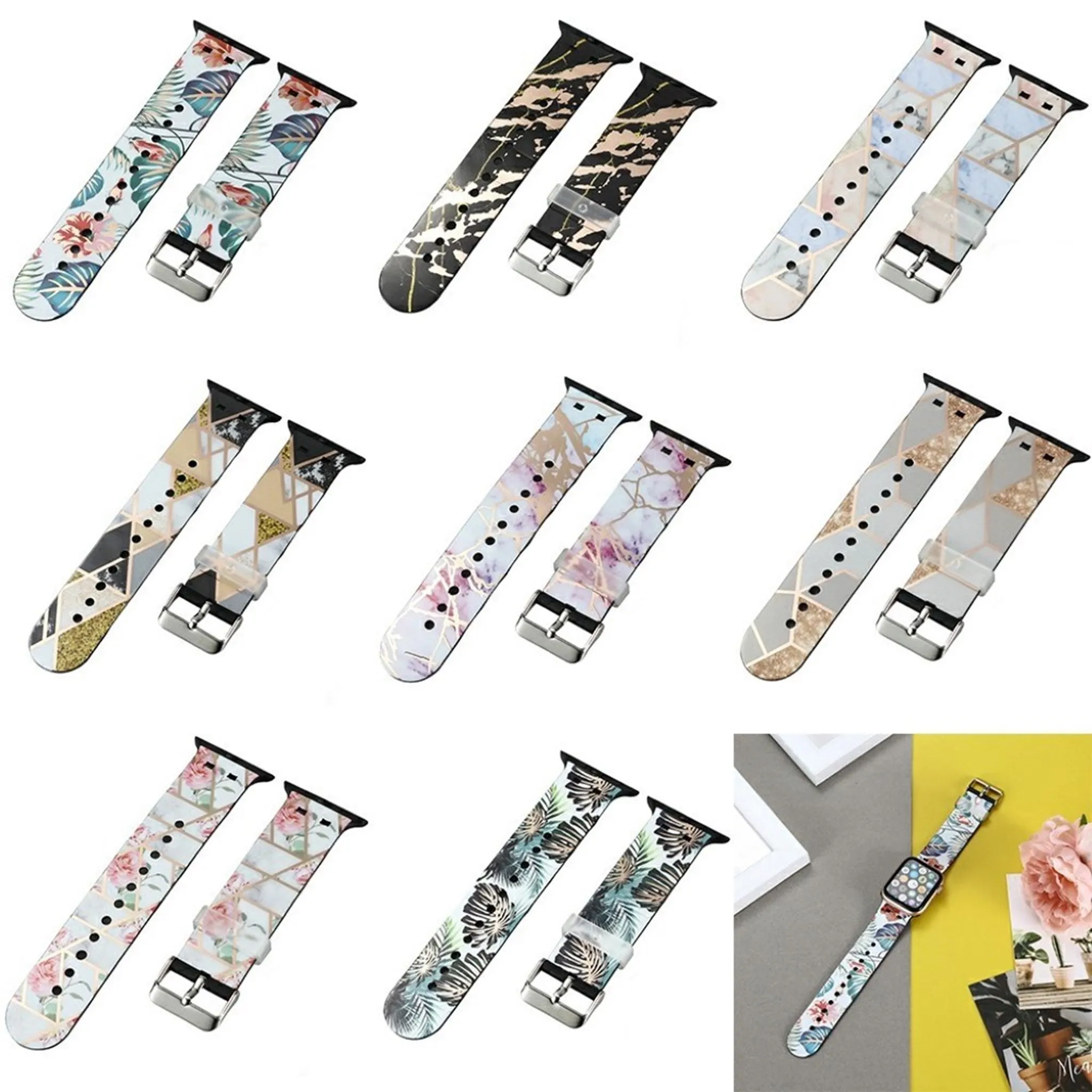 Apple Watch 44mm stylish pattern TPU watch strap - Grey / Snake Pattern