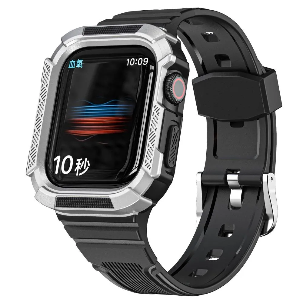 Apple Watch (45mm) dual color TPU cover with watch strap - Black / Silver