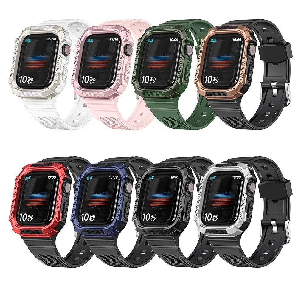 Apple Watch (45mm) dual color TPU cover with watch strap - Black / Silver