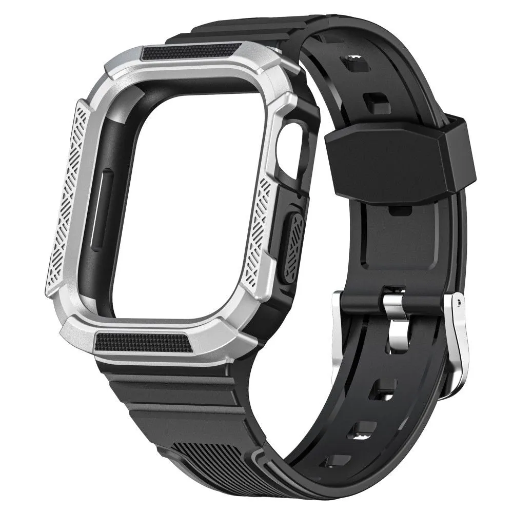 Apple Watch (45mm) dual color TPU cover with watch strap - Black / Silver