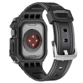 Apple Watch (45mm) dual color TPU cover with watch strap - Black / Silver