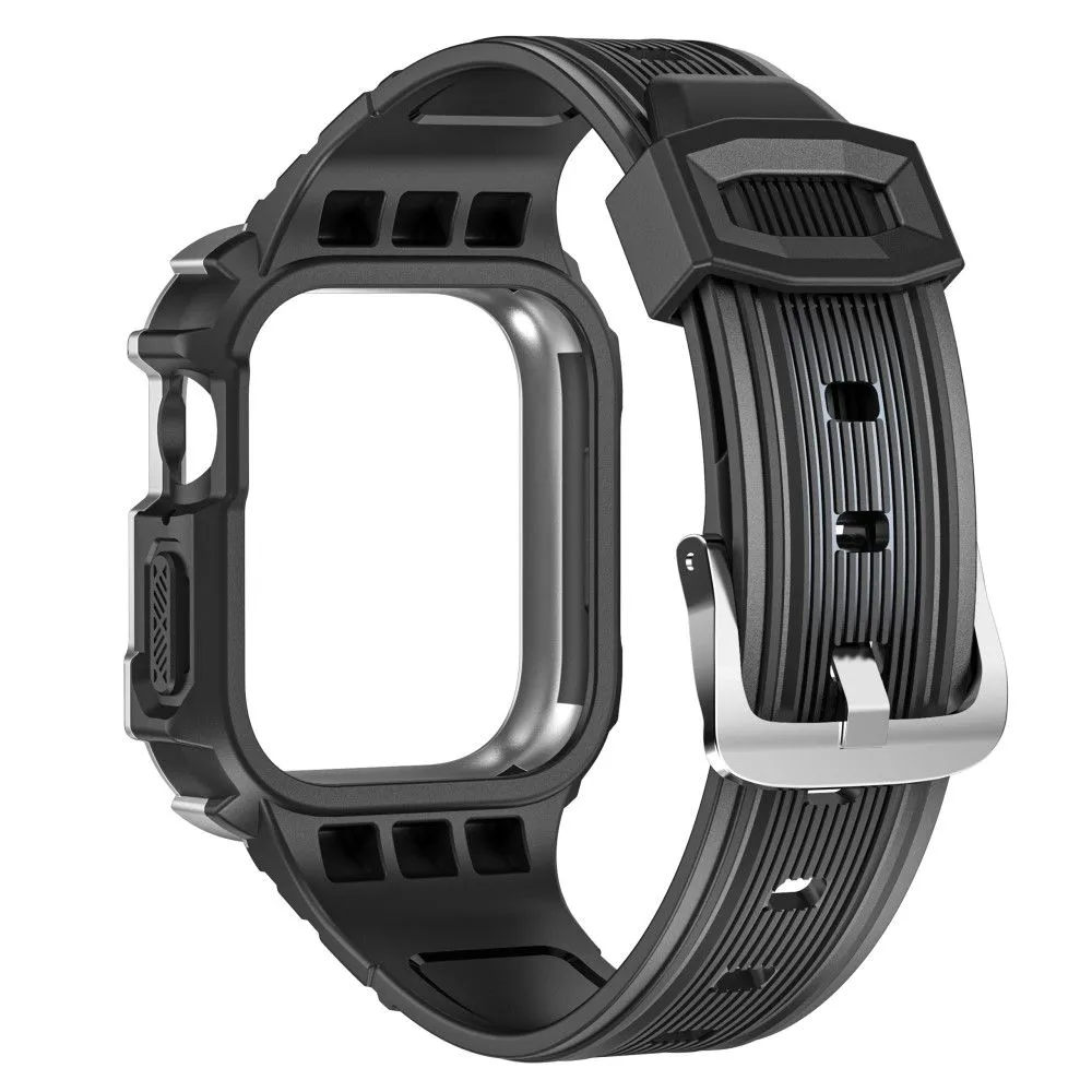 Apple Watch (45mm) dual color TPU cover with watch strap - Black / Silver