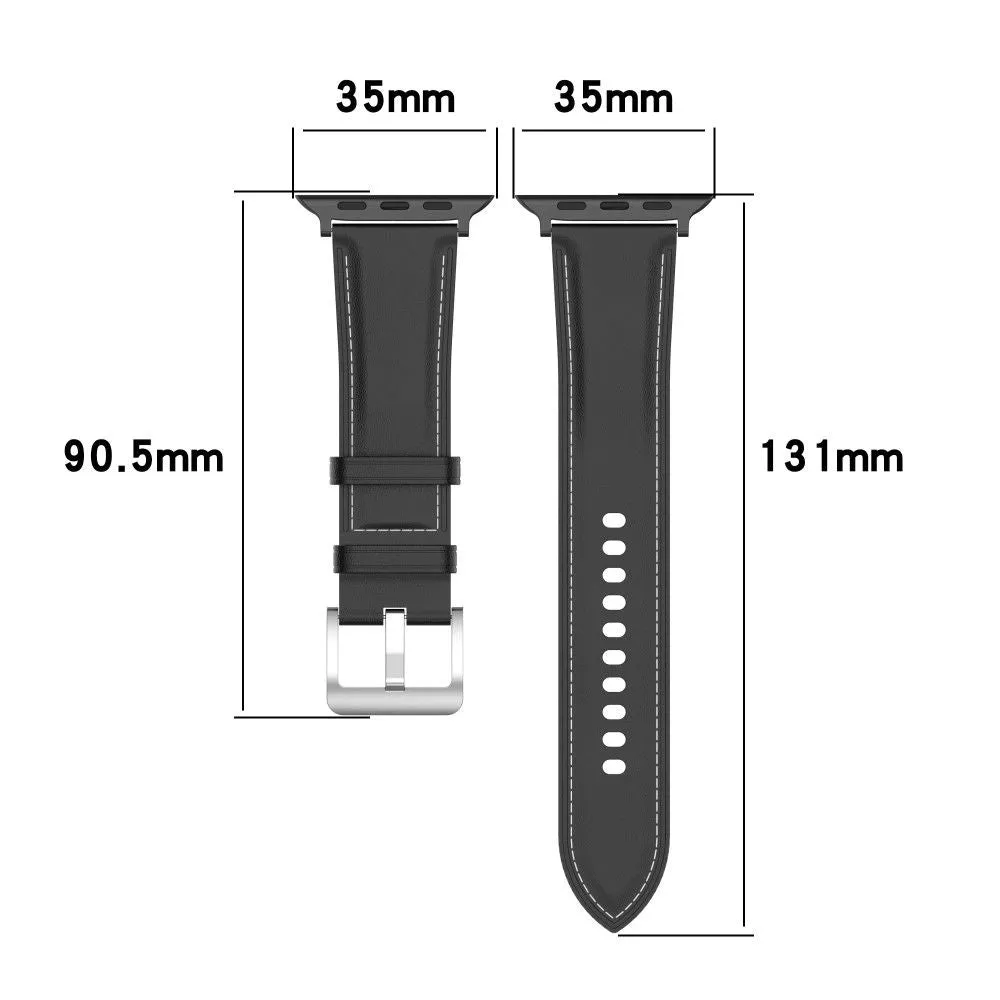 Apple Watch (45mm) genuine cowhide leather watch strap - Dark Brown