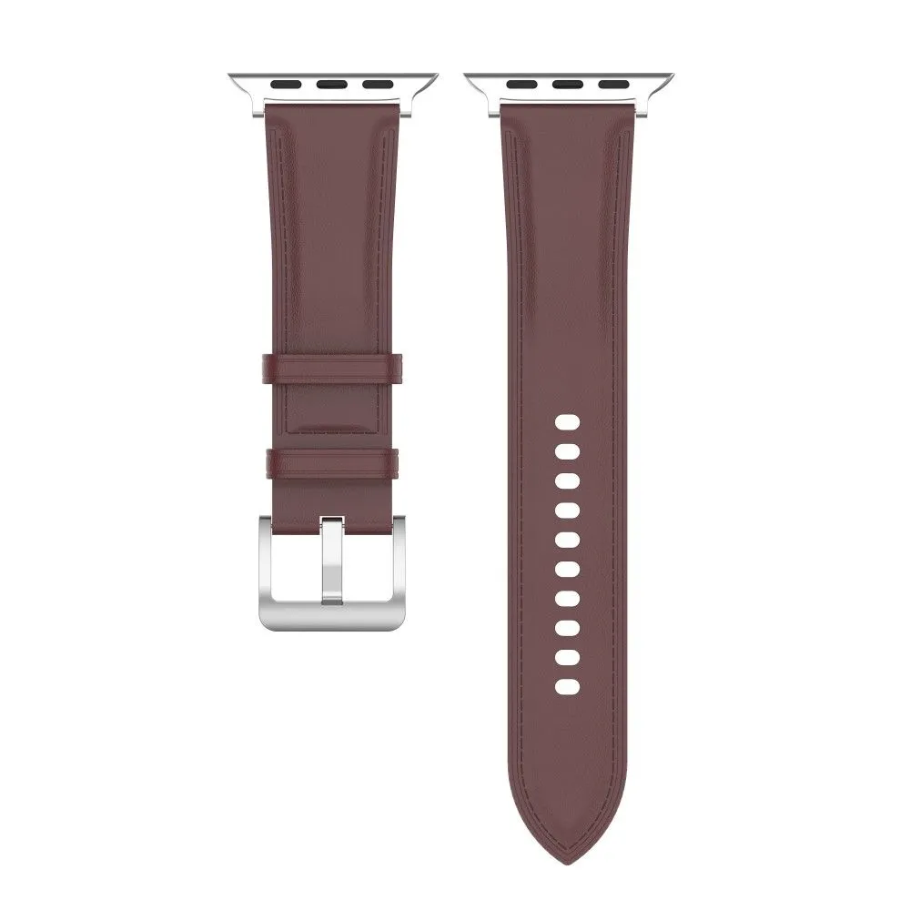 Apple Watch (45mm) genuine cowhide leather watch strap - Dark Brown