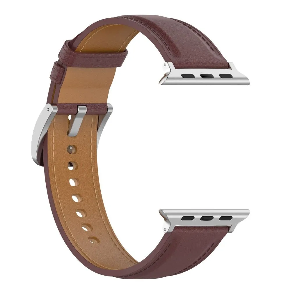 Apple Watch (45mm) genuine cowhide leather watch strap - Dark Brown