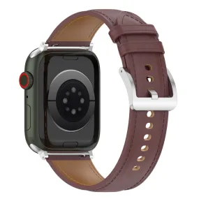 Apple Watch (45mm) genuine cowhide leather watch strap - Dark Brown