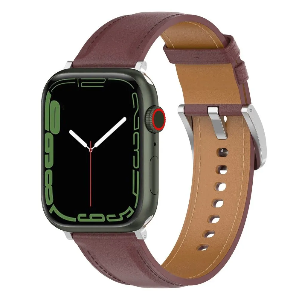Apple Watch (45mm) genuine cowhide leather watch strap - Dark Brown