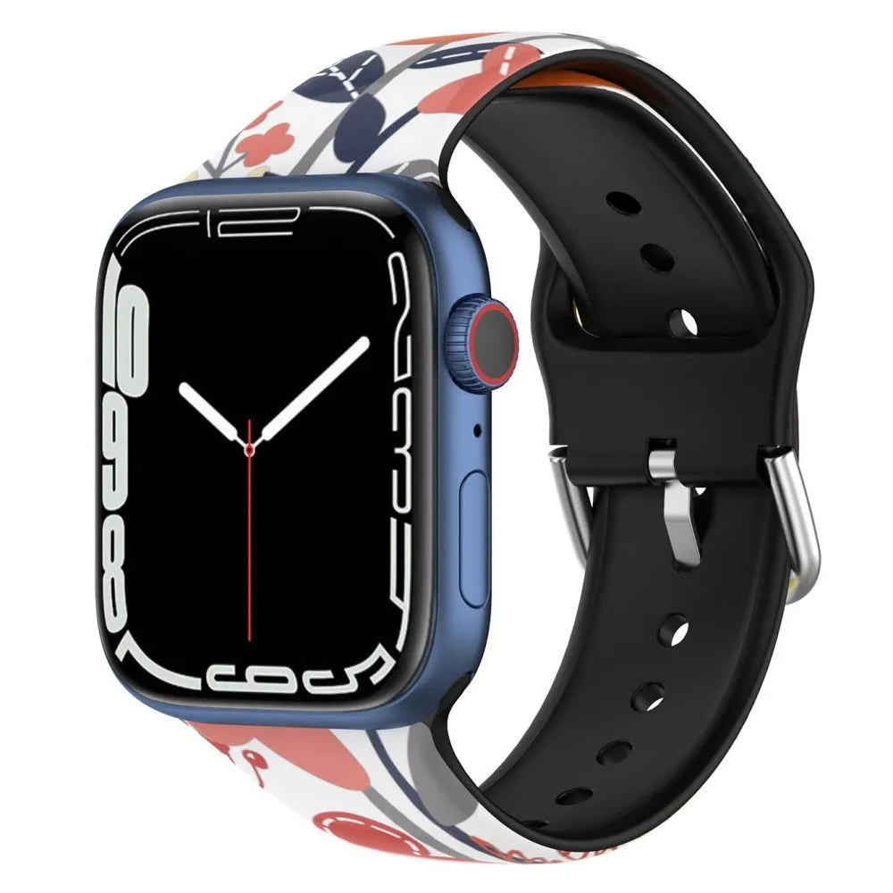 Apple Watch (45mm) IML colorful pattern silicone watch strap - Flower