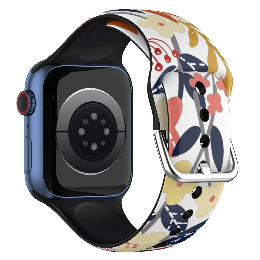 Apple Watch (45mm) IML colorful pattern silicone watch strap - Flower