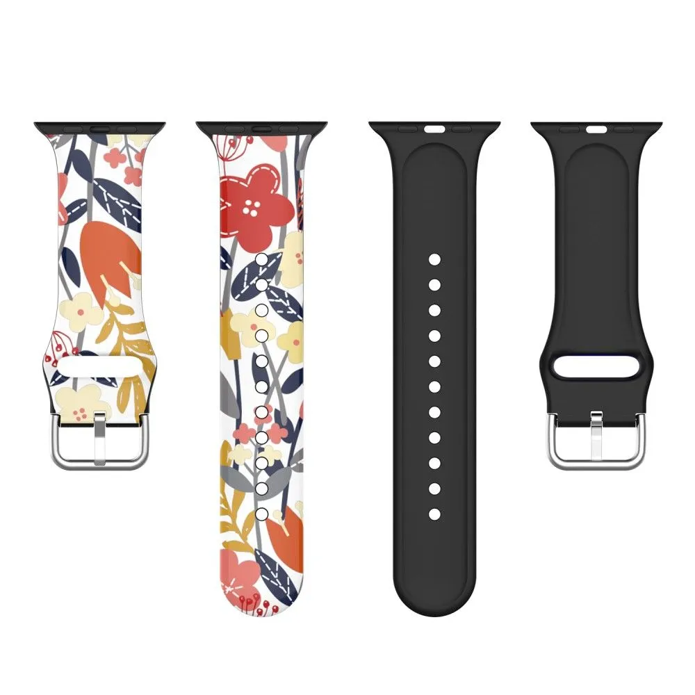 Apple Watch (45mm) IML colorful pattern silicone watch strap - Flower