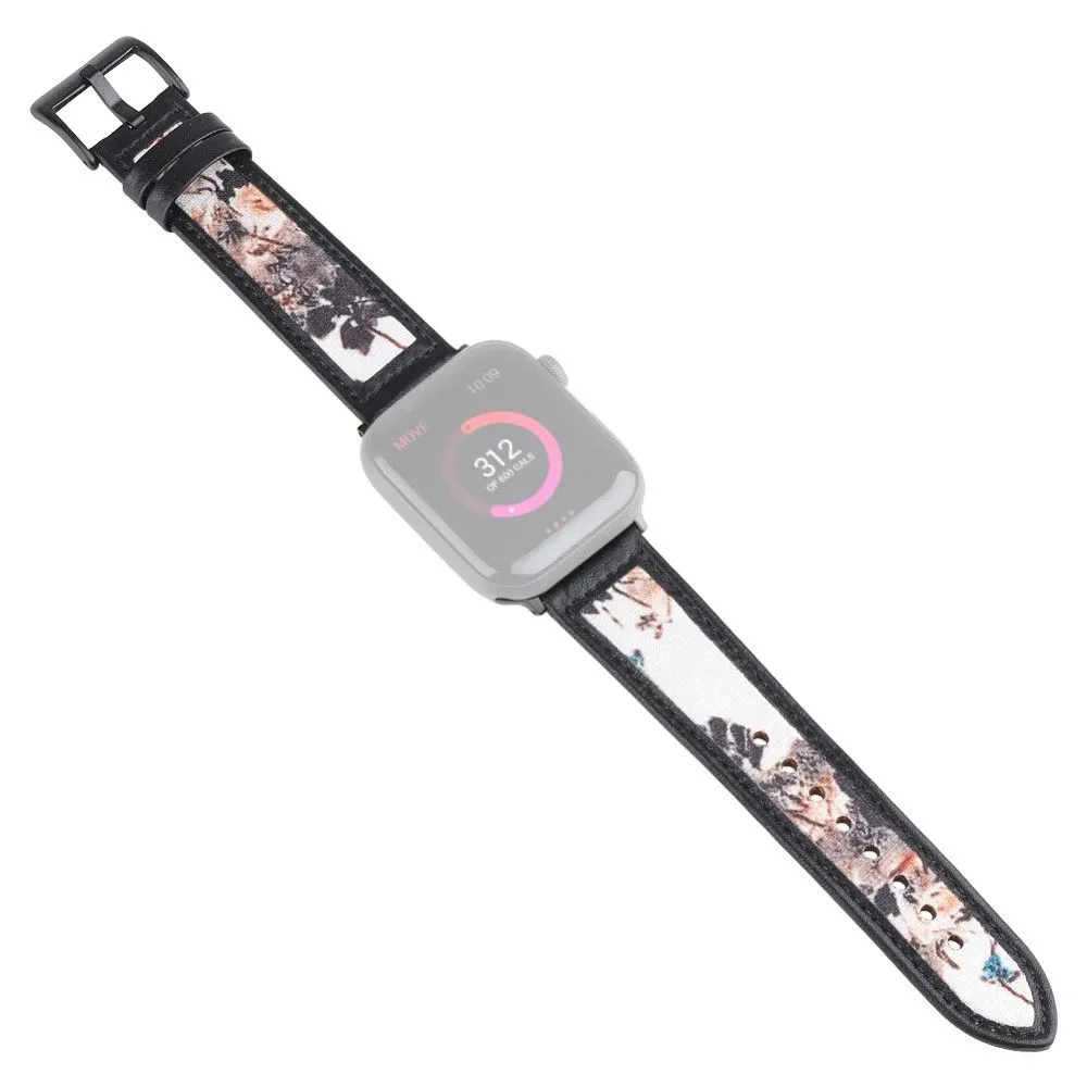 Apple Watch (45mm) ink painting genuine leather watch strap - Brown