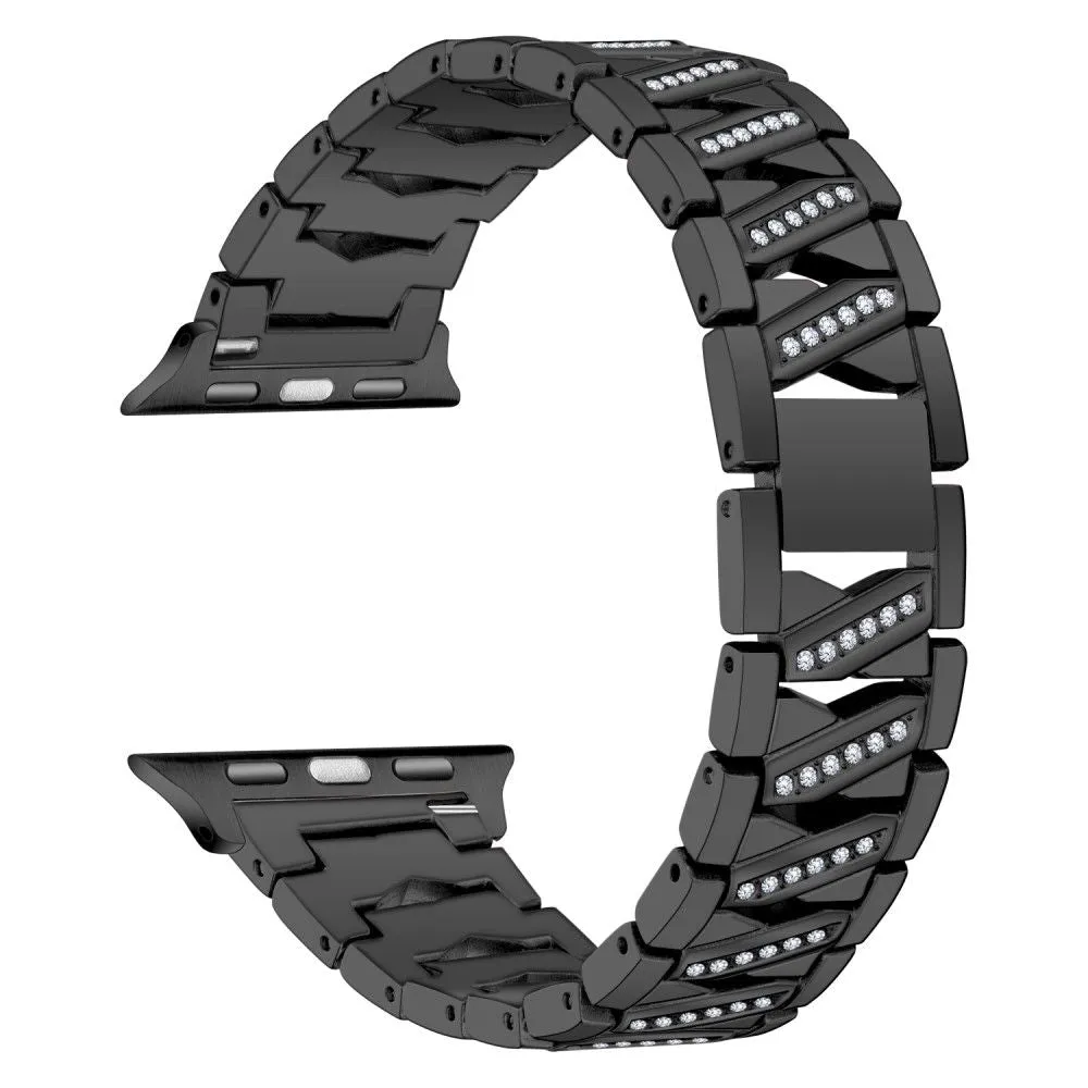 Apple Watch (45mm) rhinestone X design watch strap - Black