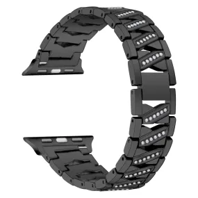 Apple Watch (45mm) rhinestone X design watch strap - Black