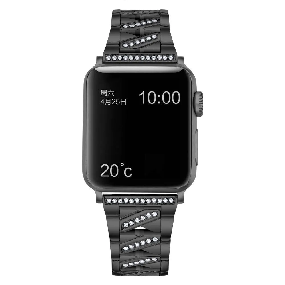 Apple Watch (45mm) rhinestone X design watch strap - Black