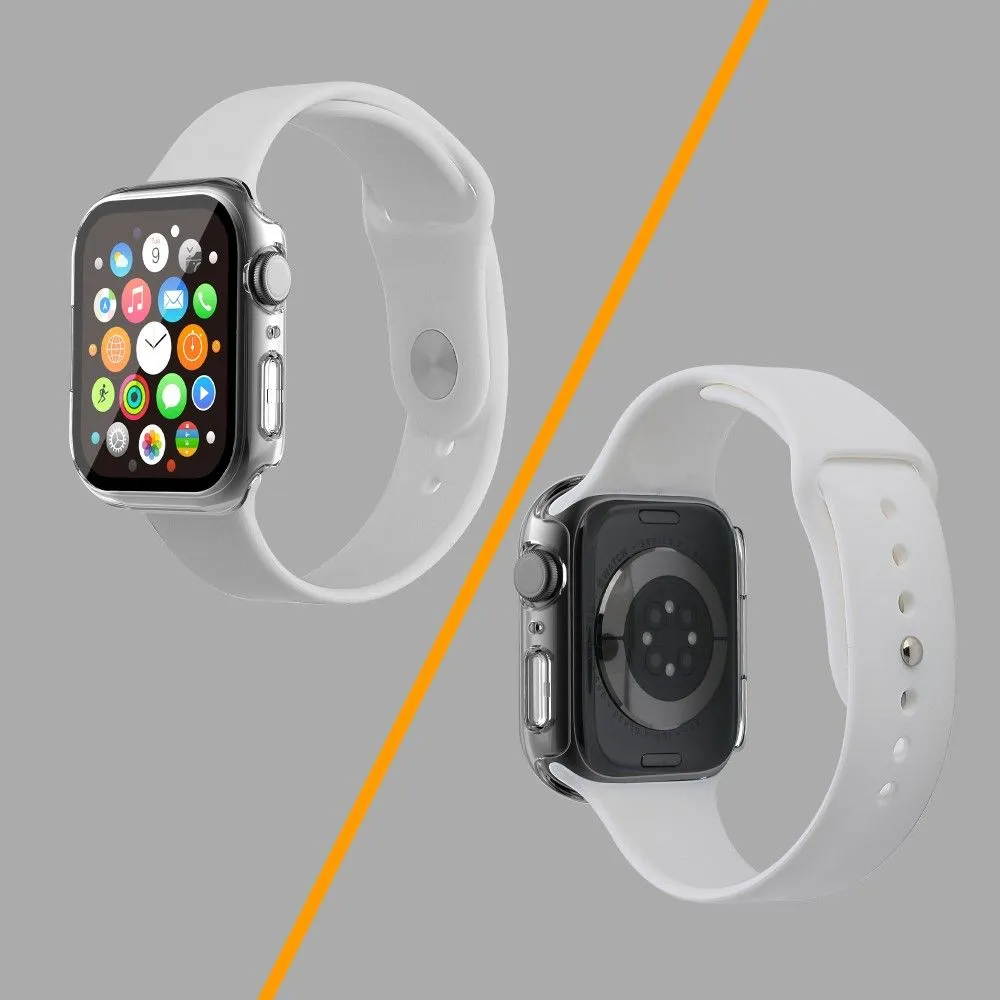 Apple Watch (45mm) silicone watch strap   cover with tempered glass - Transparent / Size: M / L