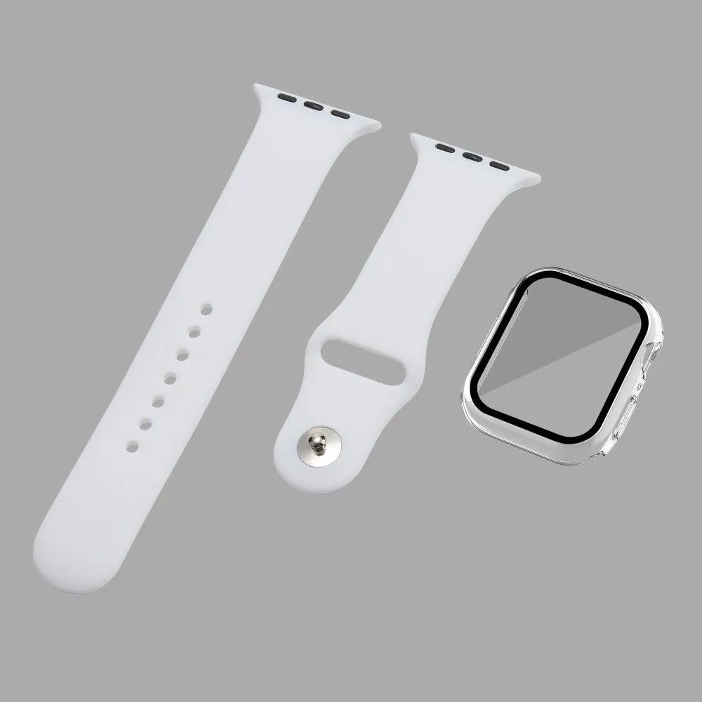 Apple Watch (45mm) silicone watch strap   cover with tempered glass - Transparent / Size: M / L