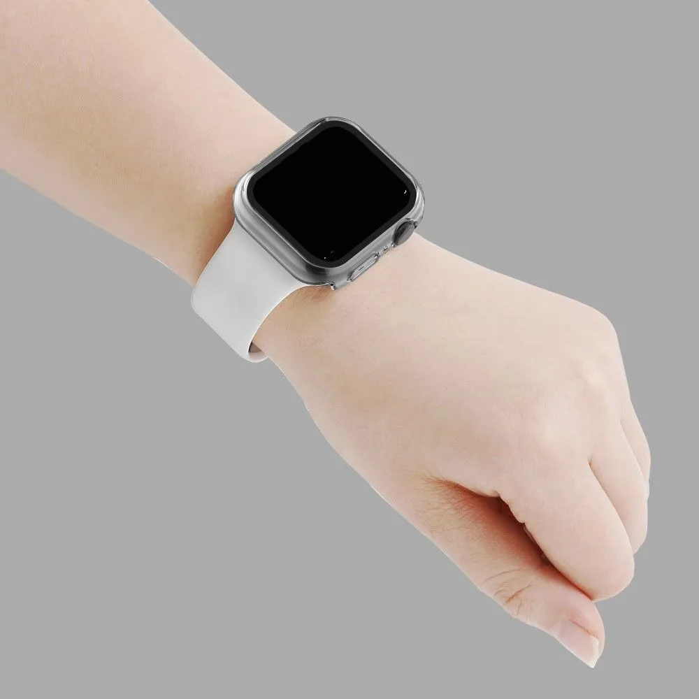 Apple Watch (45mm) silicone watch strap   cover with tempered glass - Transparent / Size: M / L