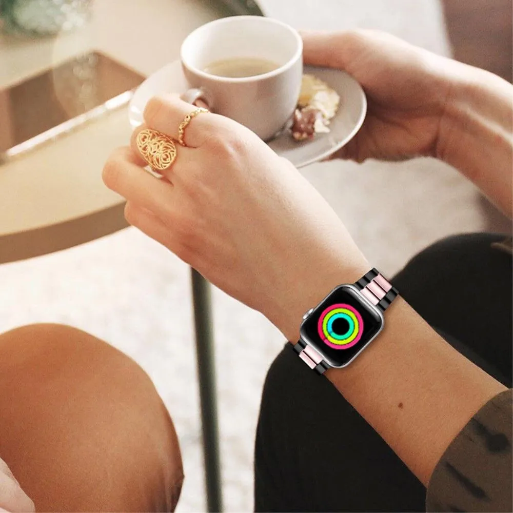 Apple Watch (45mm) stainless steel watch strap - Black / Pink