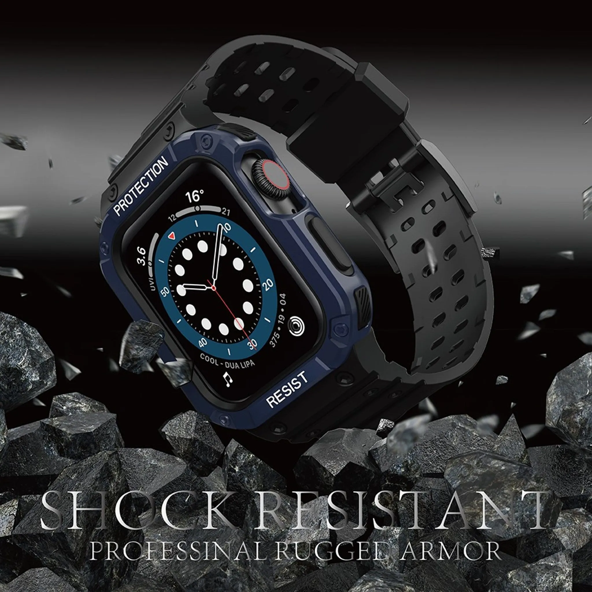 Apple Watch (45mm) TPU watch strap - Black / Blue