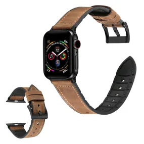 Apple Watch Series 6 / 5 40mm silicone   leather coated watch band - Crazy Horse Brown