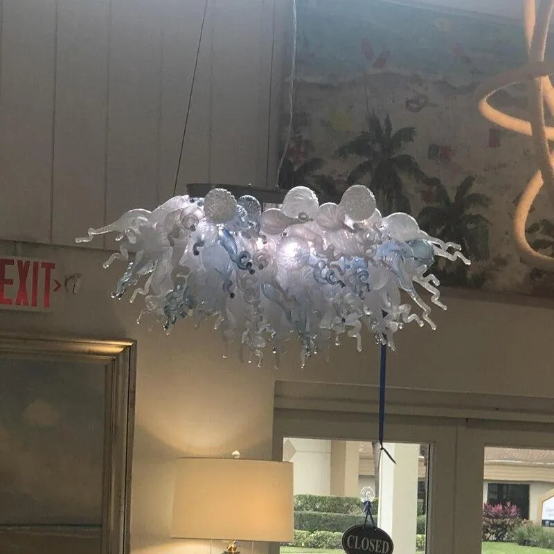 Aqua Light Fixture Designer Lamp LED Lights 100% Hand Blown Glass Chandelier Lighting Kitchen Dining Room Indoor Hanging Lamp