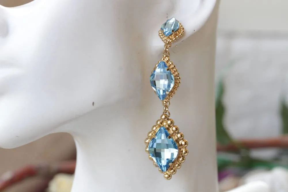 AQUAMARINE CHANDELIER EARRINGS